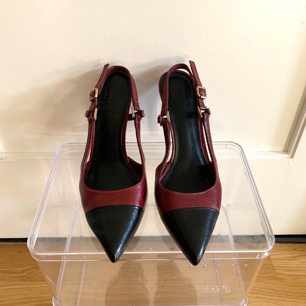 TORY BURCH Leather Colorblock Slingback Pump